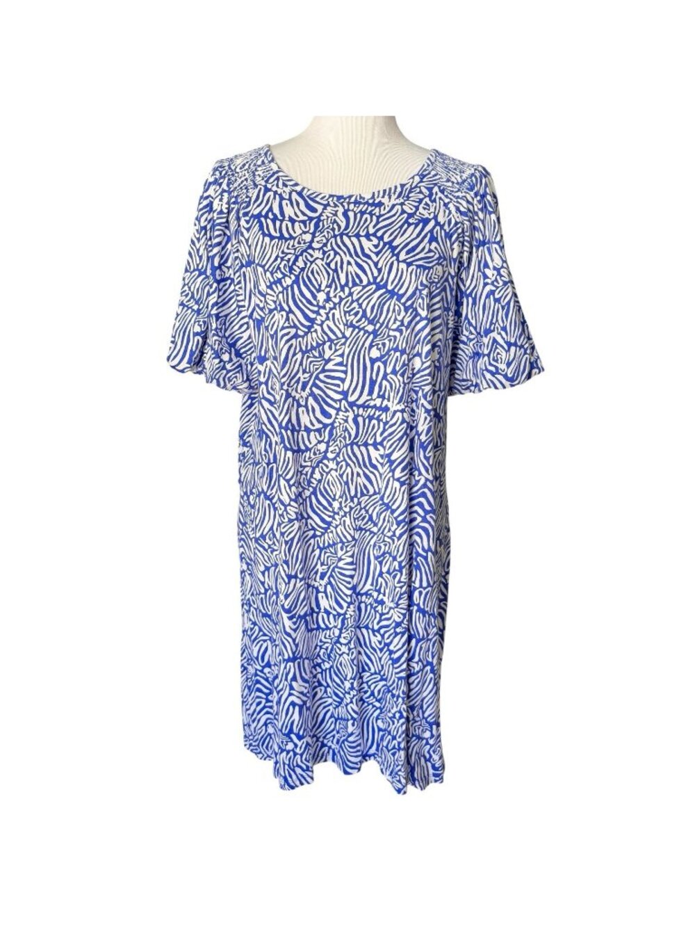 Lilly Pulitzer Rosen Dress in Martinique Blue Zee Beebe Size XL Puff Sleeve